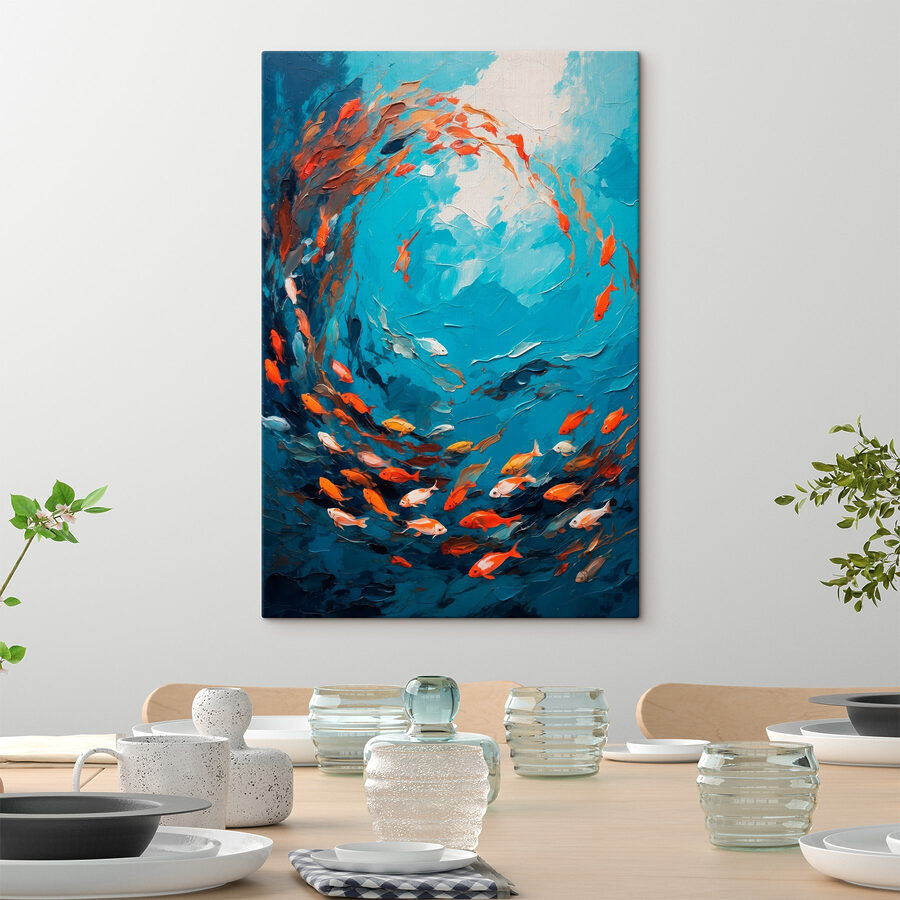 Peinture de poissons nageant dans l'eau