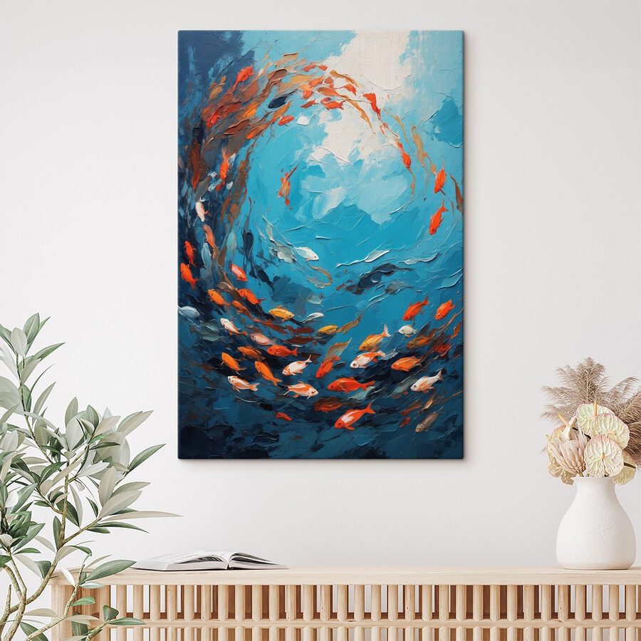 Peinture de poissons nageant dans l'eau