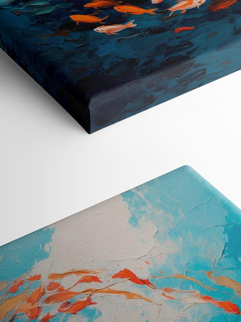 Painting of fish swimming in the water