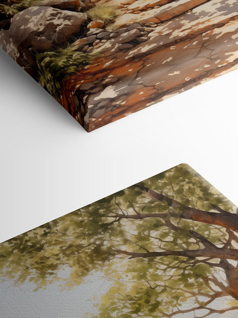 Stone stairs leading up to trees