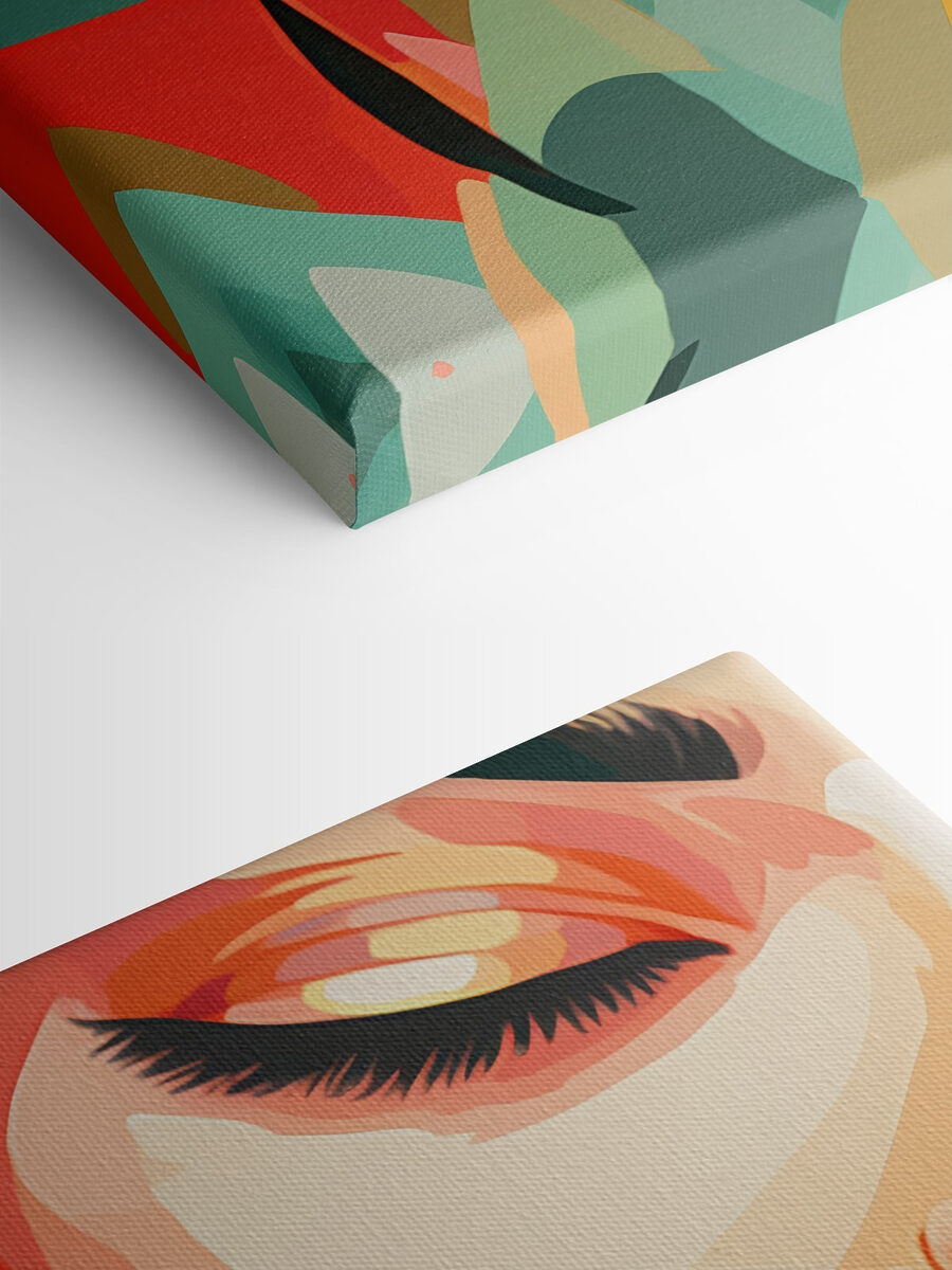 Visage de femme avec des feuilles colorées