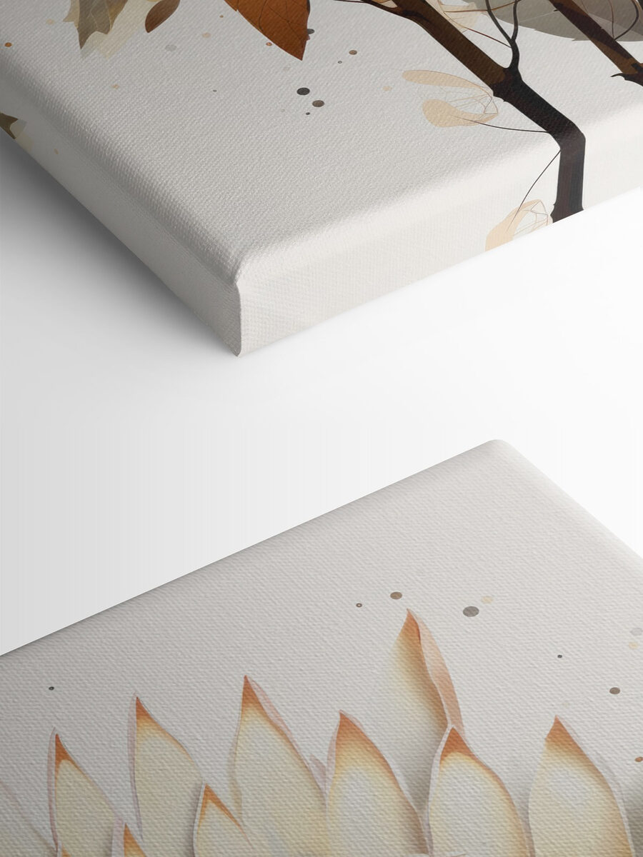 Fleur avec feuilles et fleur blanche