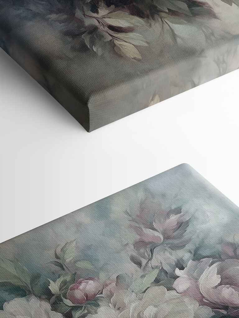 Painting of flowers on a blue background