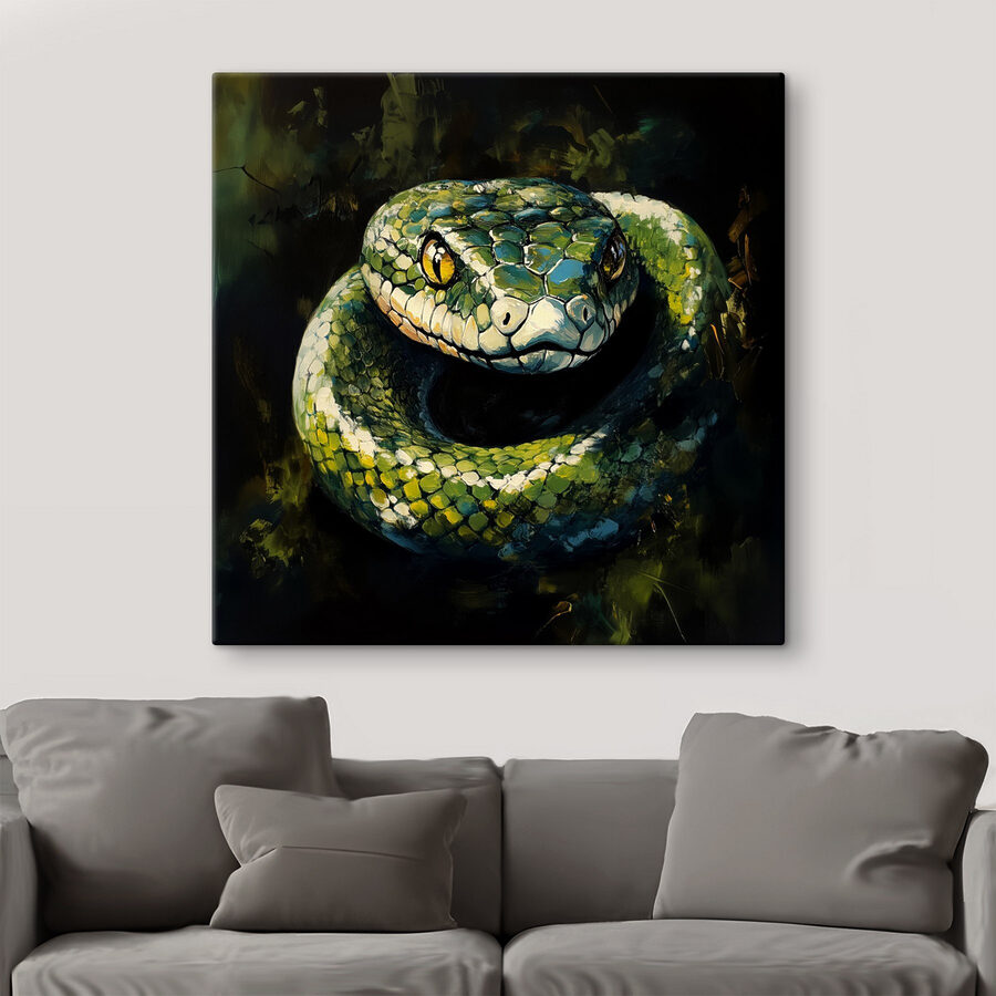 Serpent vert aux yeux jaunes Serpent vert aux yeux jaunes