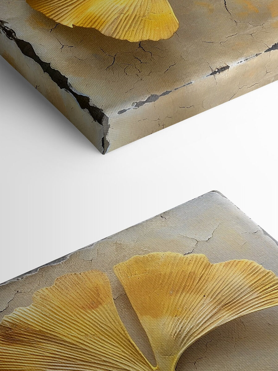 Tableaux Feuilles jaunes sur une surface en béton – Image 8