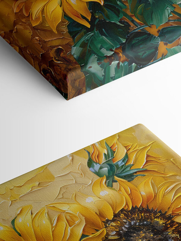 Gros plan d'une peinture de tournesols Gros plan d'une peinture de tournesols