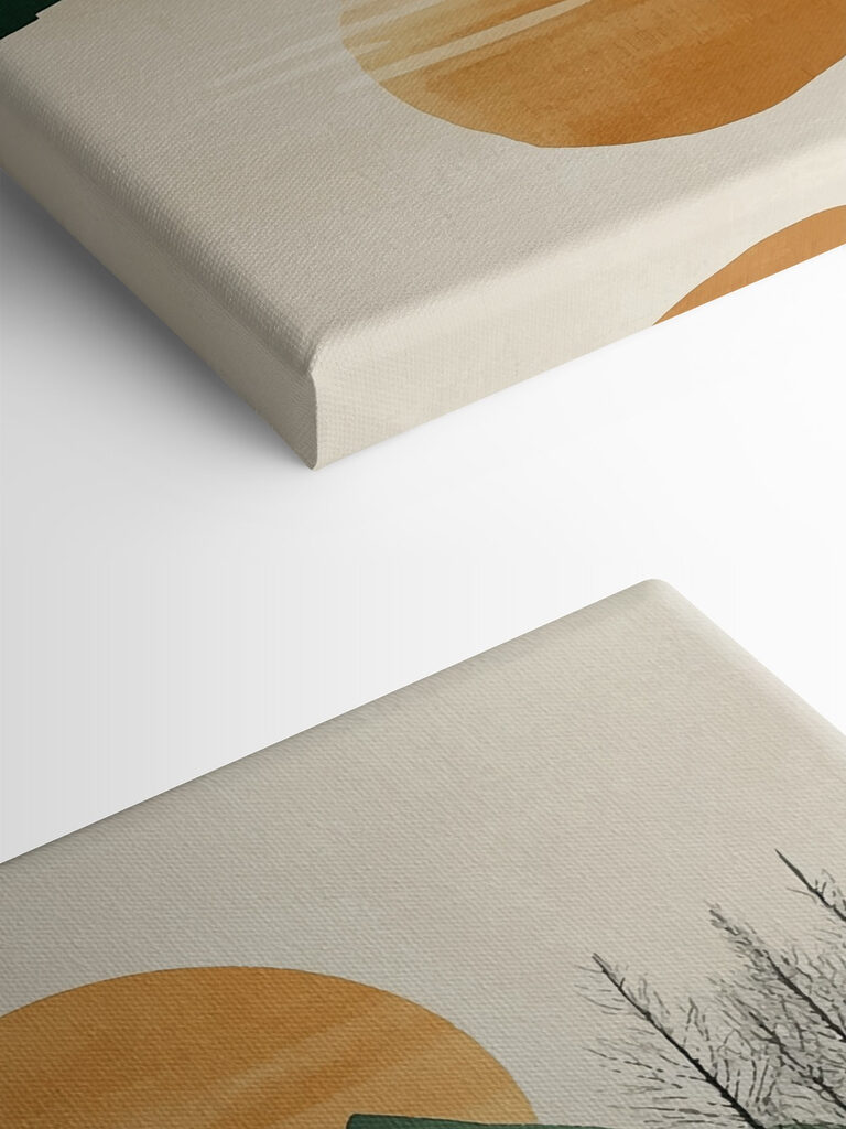 Landscape of mountains and trees and a lake Landscape of mountains and trees and a lake