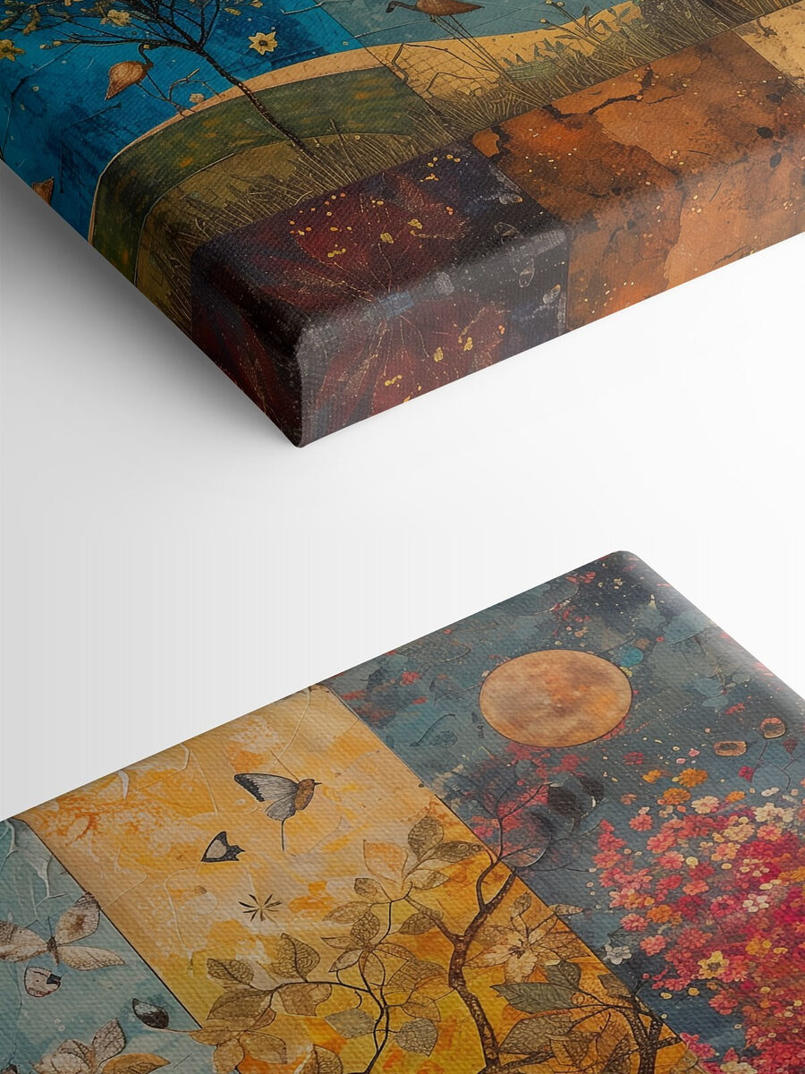 Tableaux Peinture d'un arbre avec différentes couleurs d'arbres et d'oiseaux – Image 9