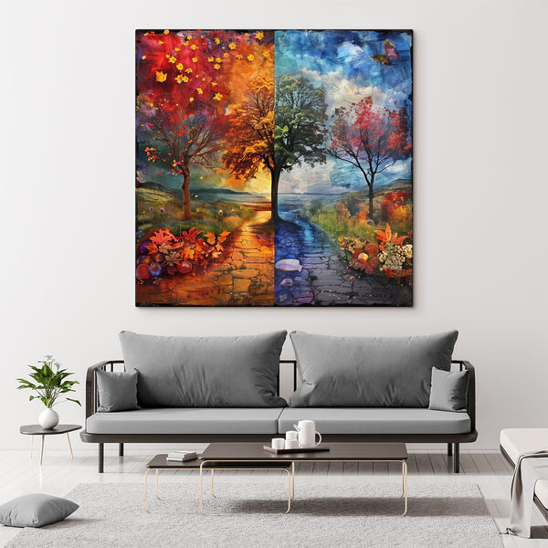 Peinture d'un arbre et d'un chemin Peinture d'un arbre et d'un chemin