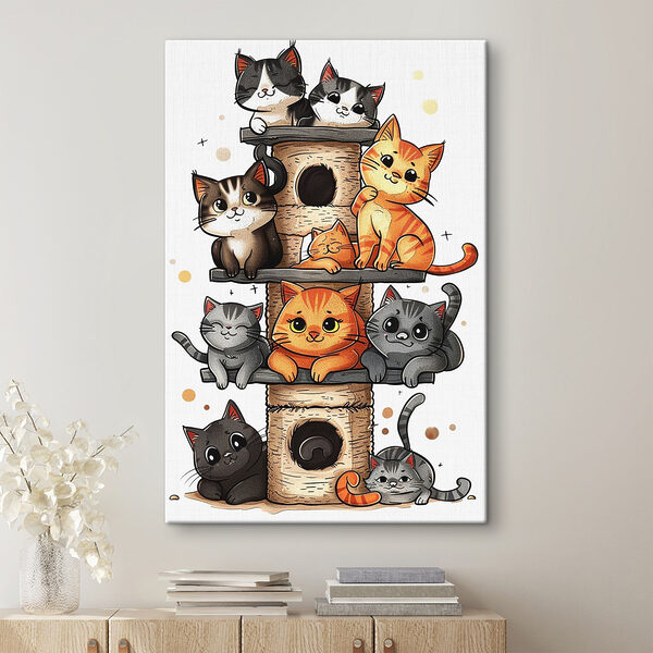 Groupe de chats sur une tour Groupe de chats sur une tour