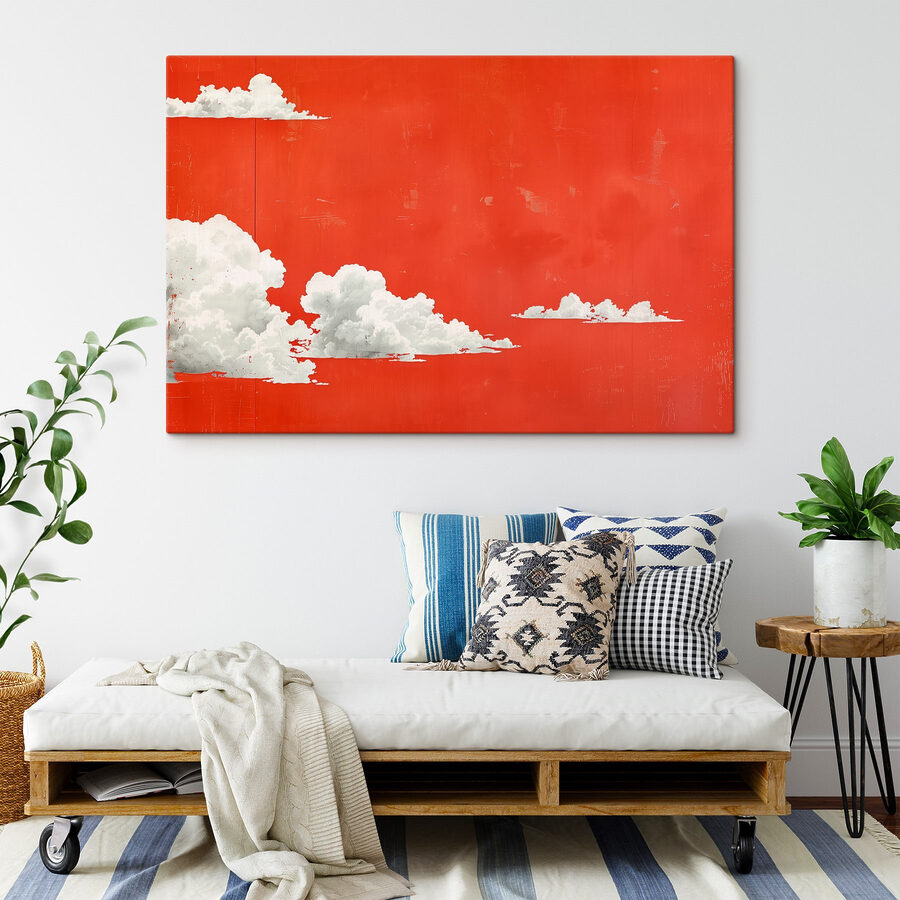 Nuages blancs sur fond rouge Nuages blancs sur fond rouge