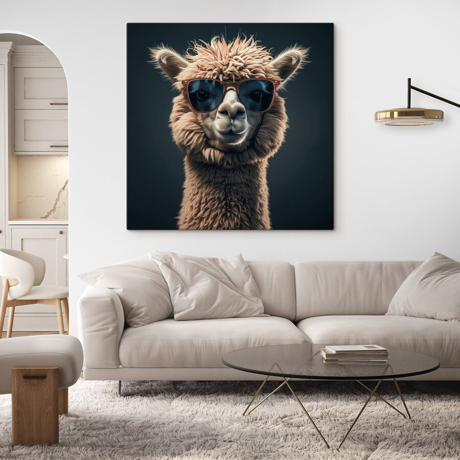 Lama portant des lunettes de soleil