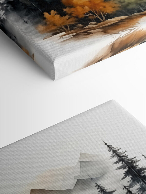 Peinture d'une forêt et de montagnes Peinture d'une forêt et de montagnes