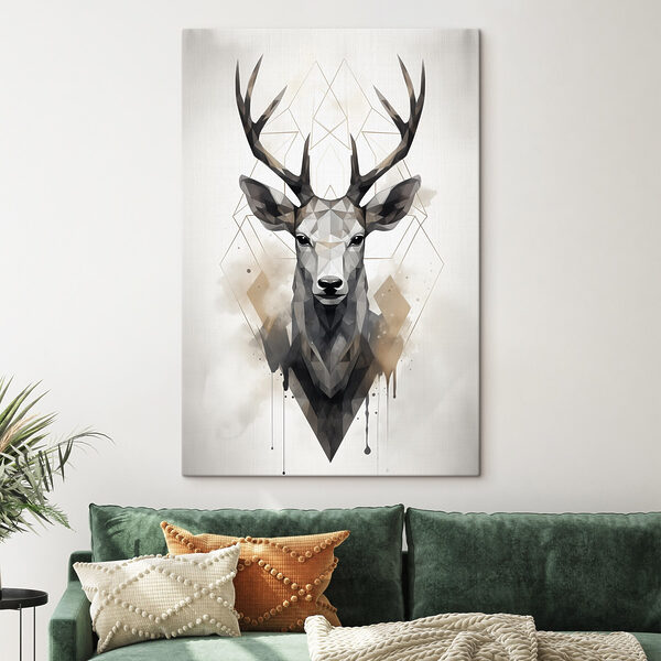 Un cerf avec des bois et un motif géométrique Un cerf avec des bois et un motif géométrique
