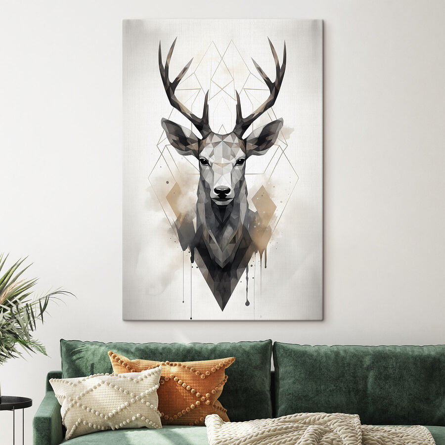 Un cerf avec des bois et un motif géométrique Un cerf avec des bois et un motif géométrique