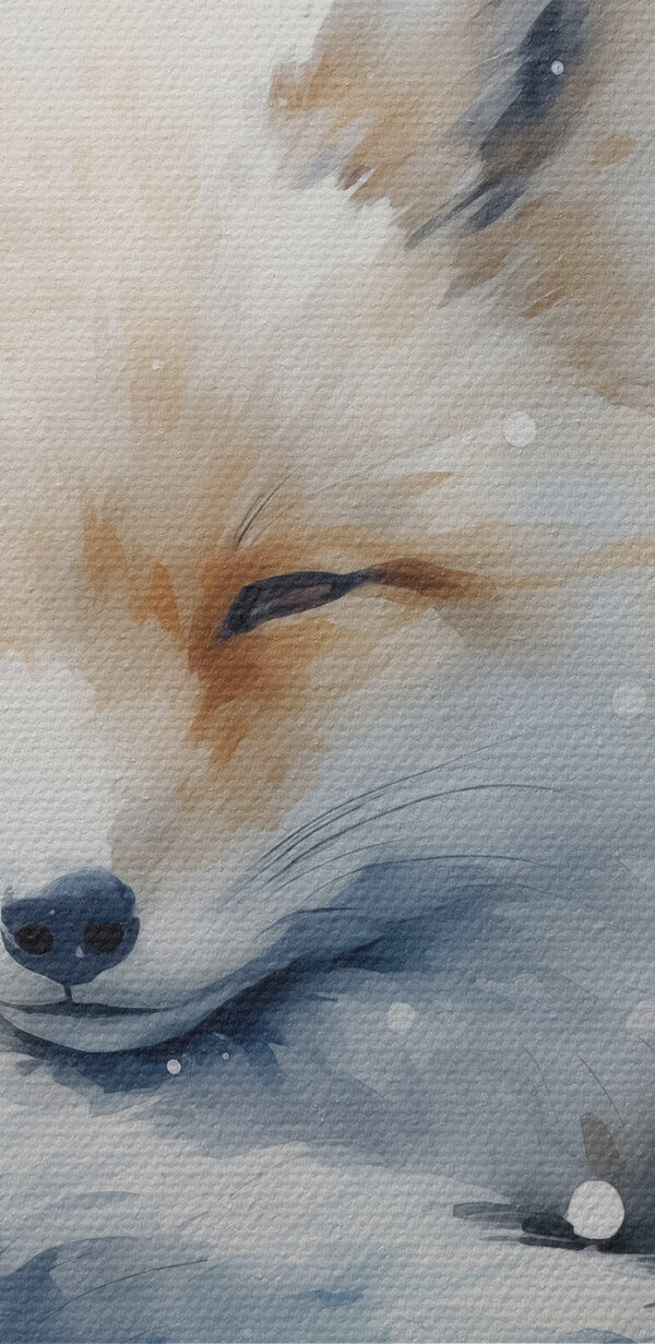Aquarelle d'un renard couché dans la neige Aquarelle d'un renard couché dans la neige