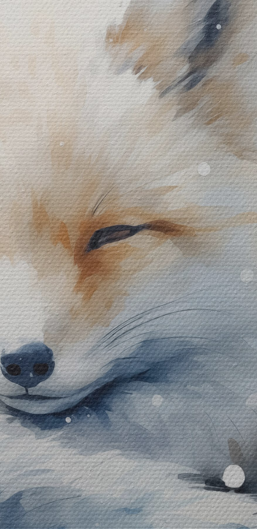 Aquarelle d'un renard couché dans la neige