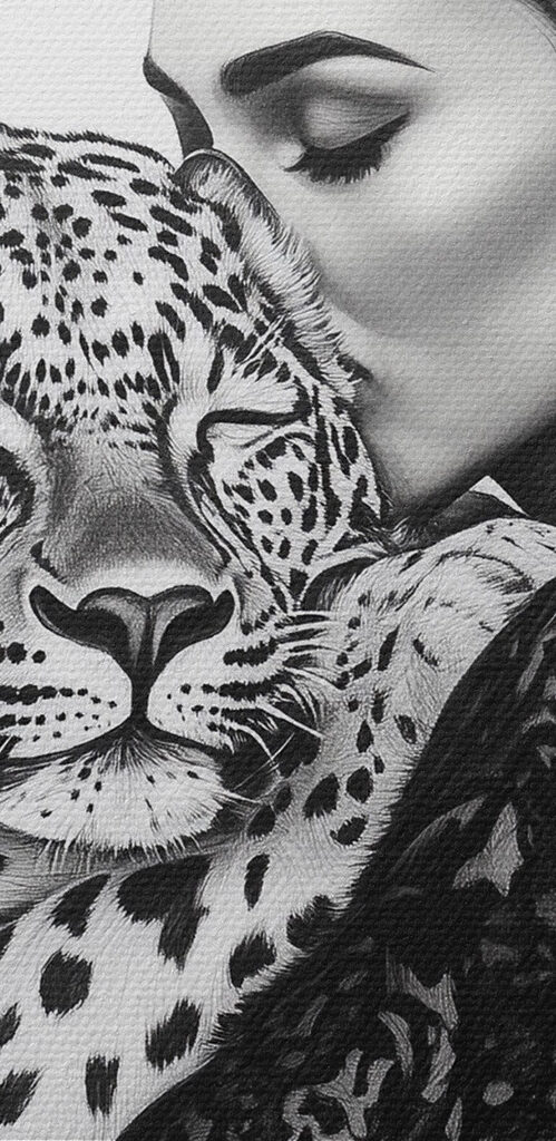 Woman hugging a leopard Woman hugging a leopard