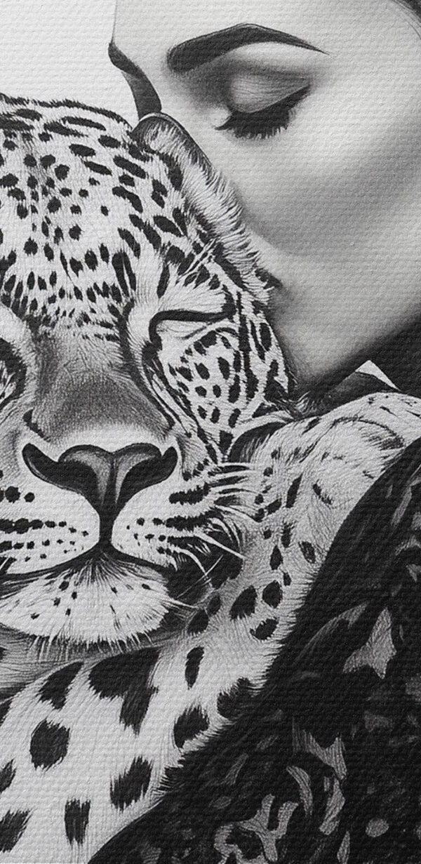 Woman hugging a leopard Woman hugging a leopard