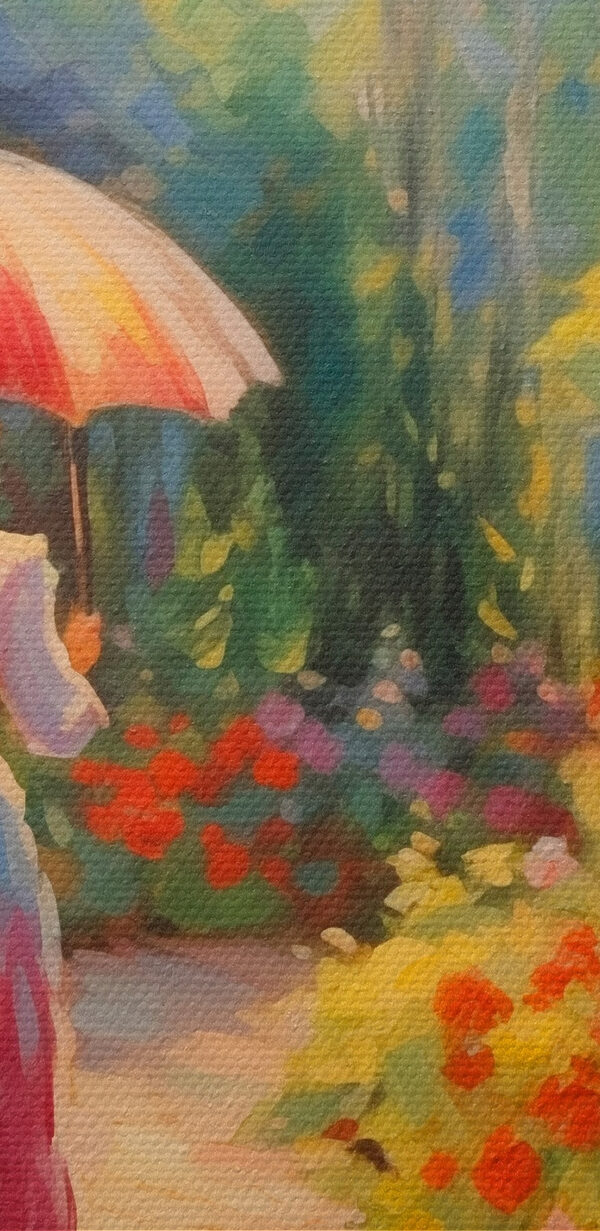 Femme marchant sur un chemin avec un grand parapluie Femme marchant sur un chemin avec un grand parapluie