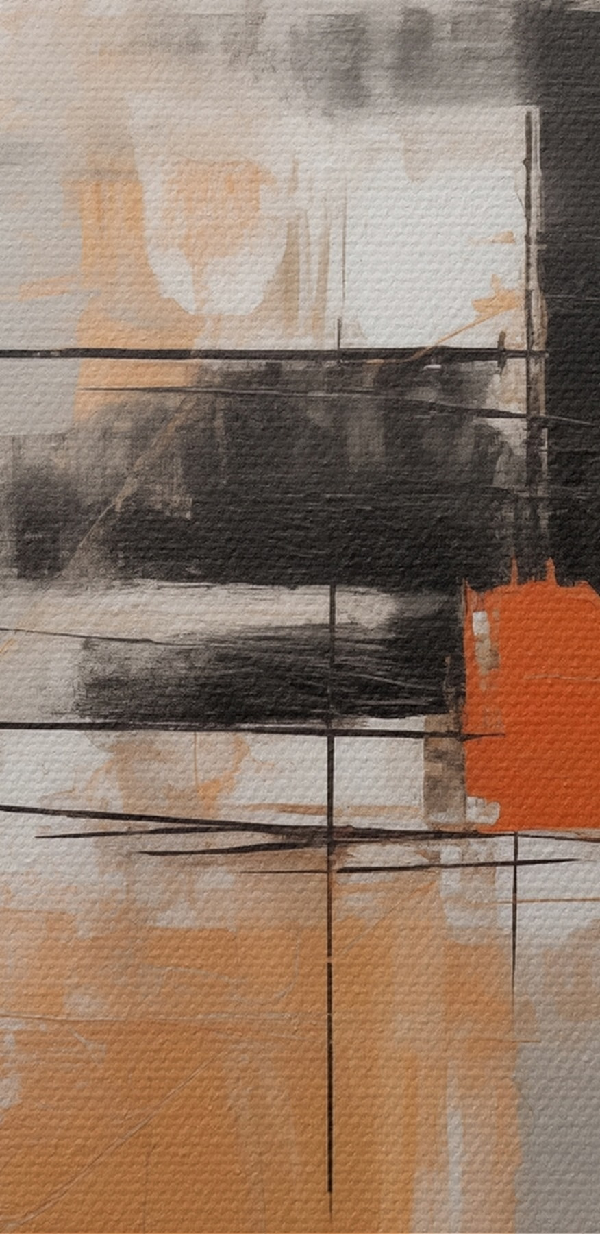 Painting of black and orange paint Painting of black and orange paint