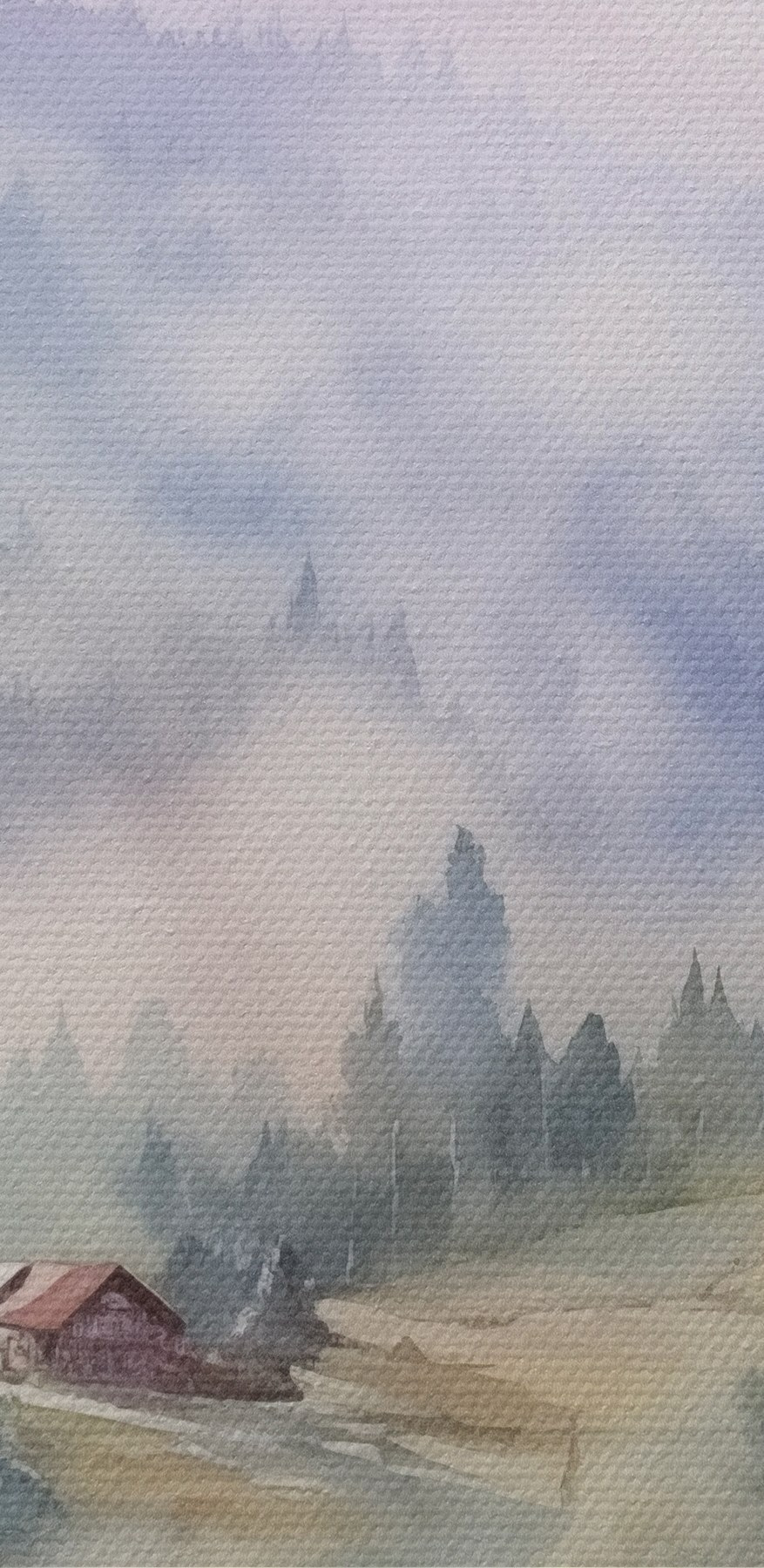 Aquarelle d'un village de montagne