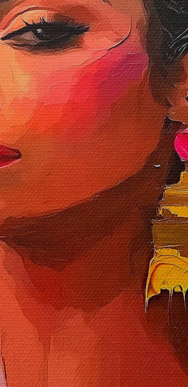 Peinture d'une femme avec des fleurs dans les cheveux Peinture d'une femme avec des fleurs dans les cheveux
