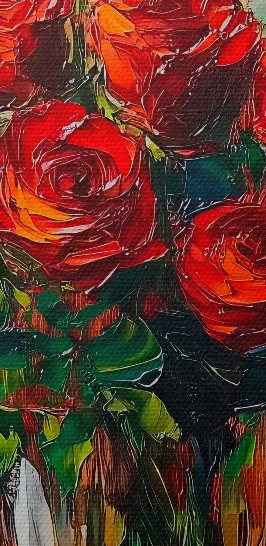 Peinture d'un bouquet de roses rouges
