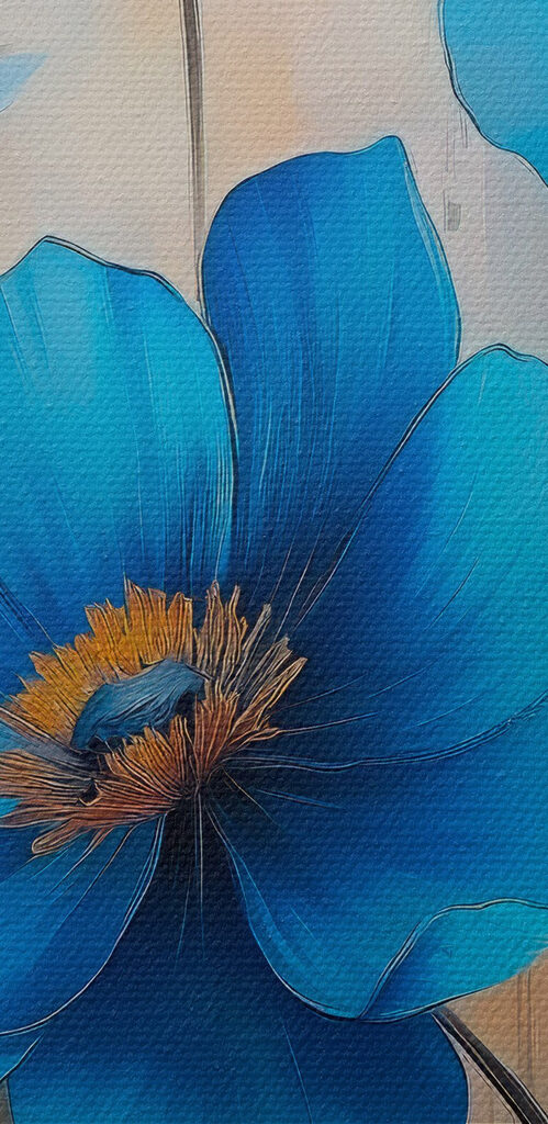 Painting of blue flowers