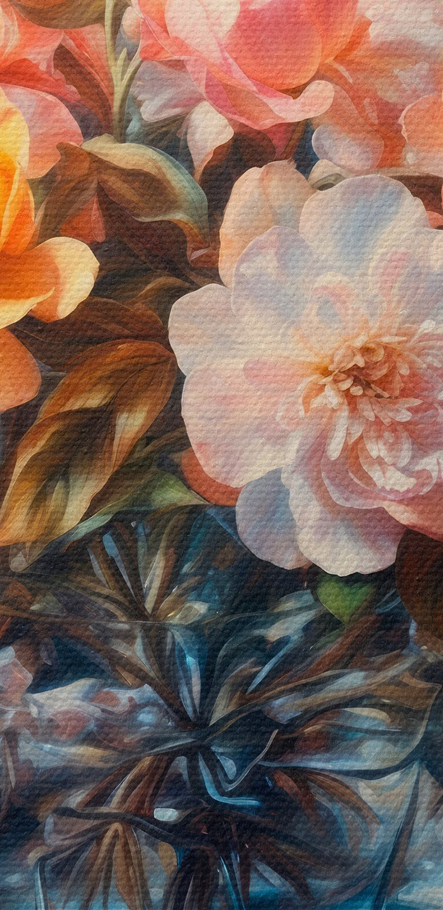 Peinture de fleurs dans un vase en verre