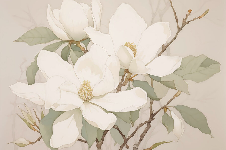 Peinture de fleurs blanches