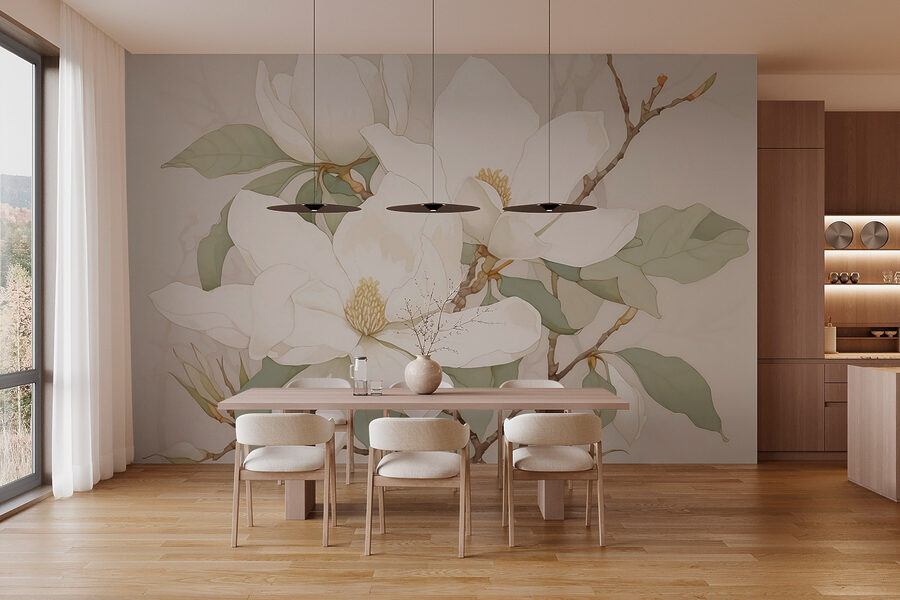 Peinture de fleurs blanches
