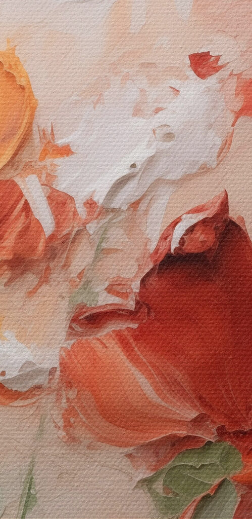 Painting of flowers on a canvas