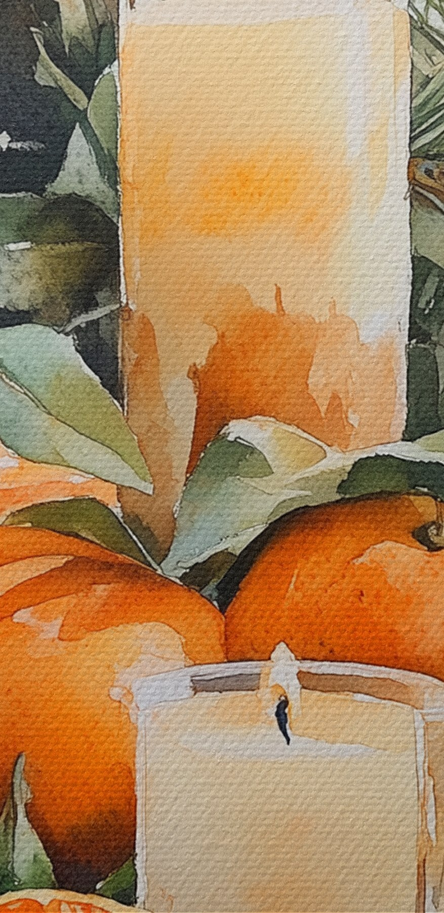 Peinture d'oranges et de bougies