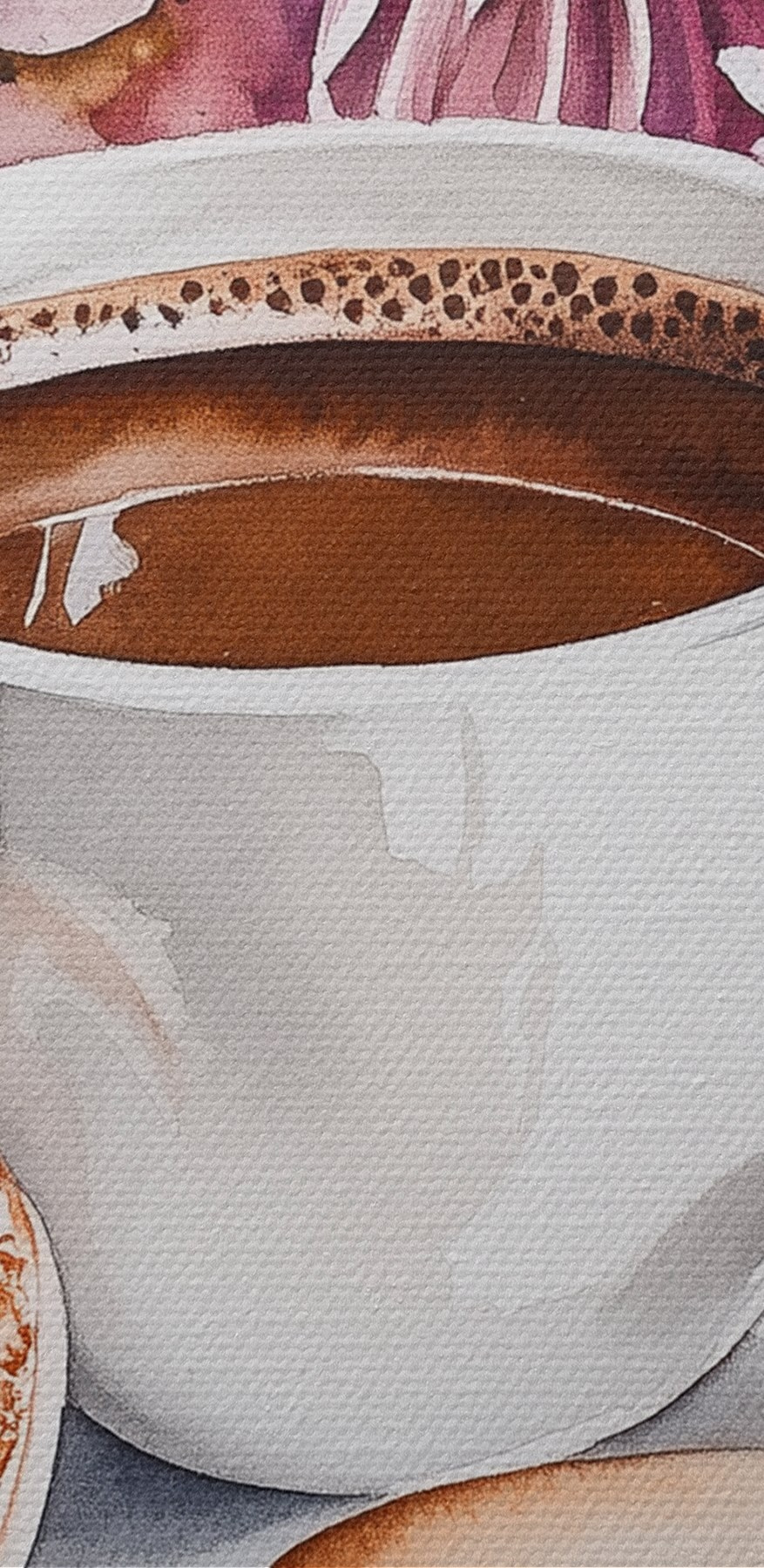 Aquarelle d'une tasse de café et de biscuits
