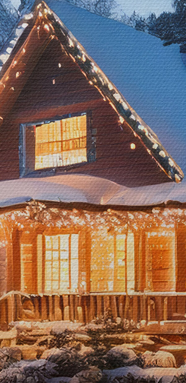 Maison illuminée dans la neige Maison illuminée dans la neige