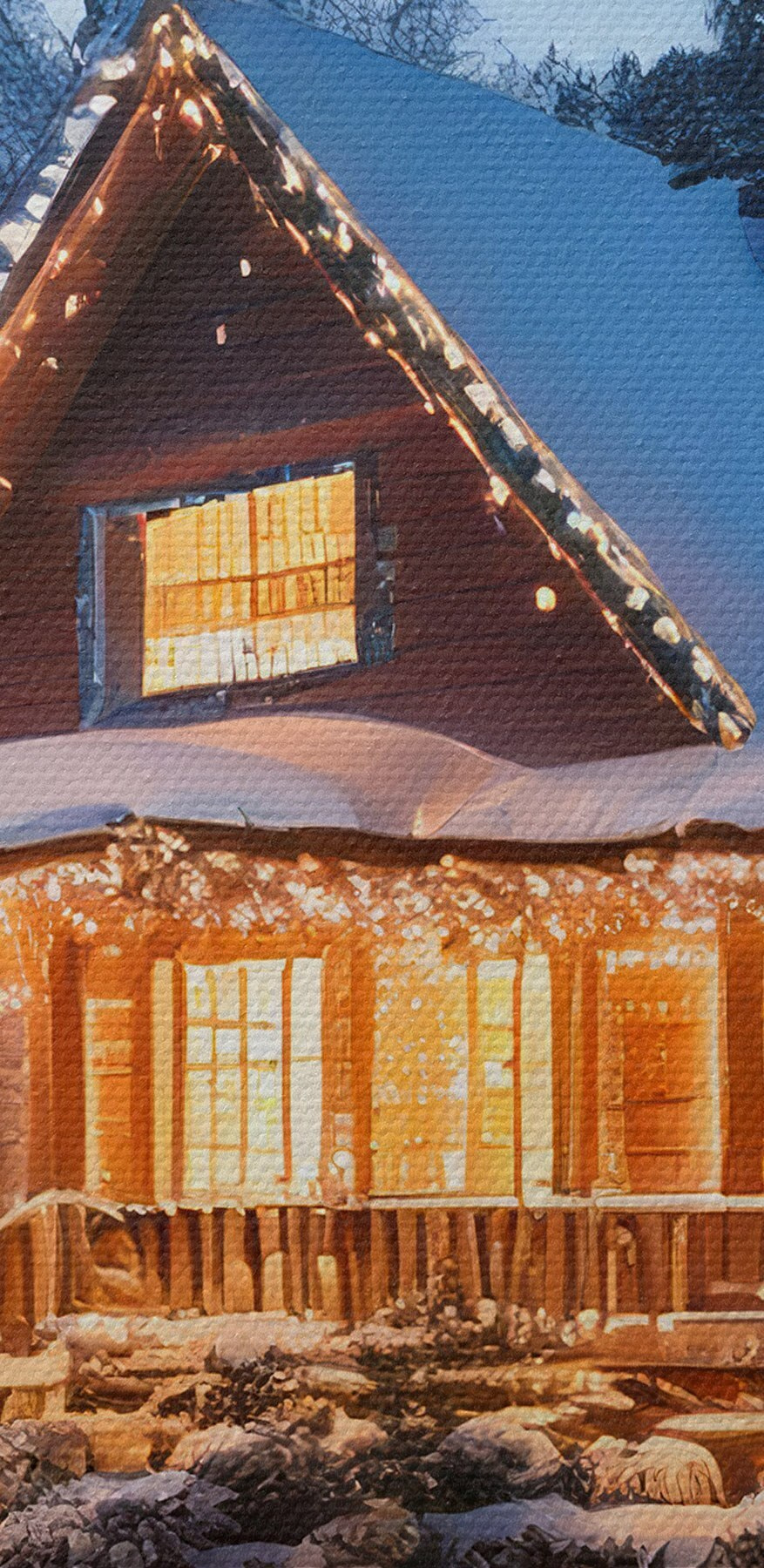 Maison illuminée dans la neige