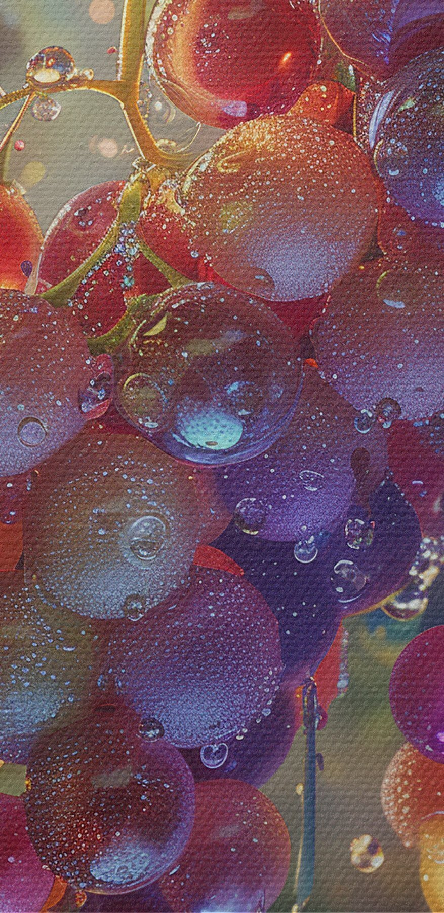 Grappe de raisins avec des gouttes d'eau dessus