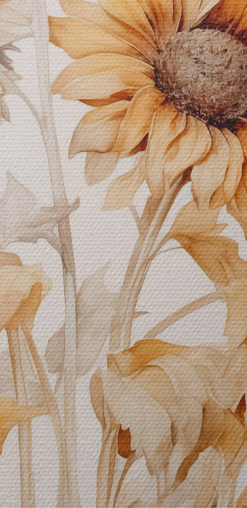 Painting of sunflowers on a white background Painting of sunflowers on a white background