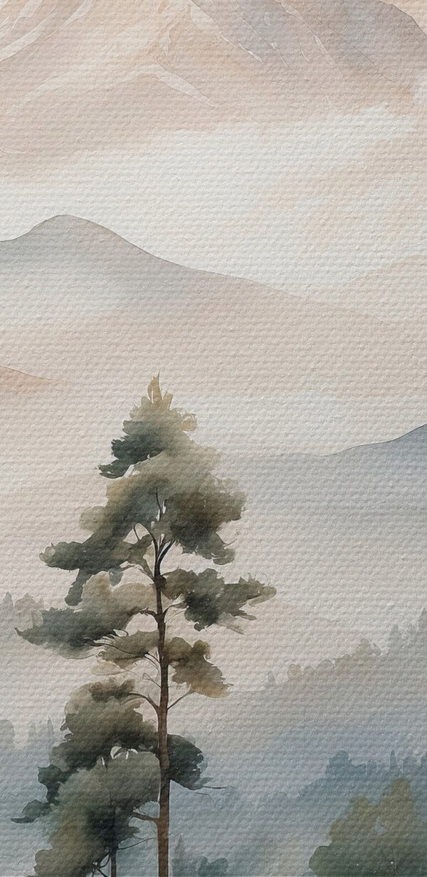 Aquarelle d'arbres et de montagnes Aquarelle d'arbres et de montagnes