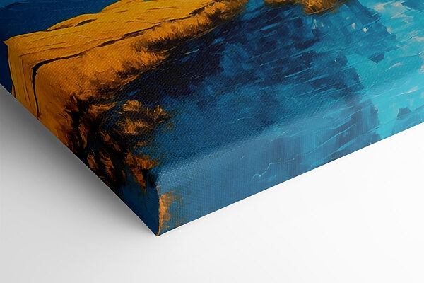 Peinture d'une rivière avec des montagnes et de l'herbe Peinture d'une rivière avec des montagnes et de l'herbe