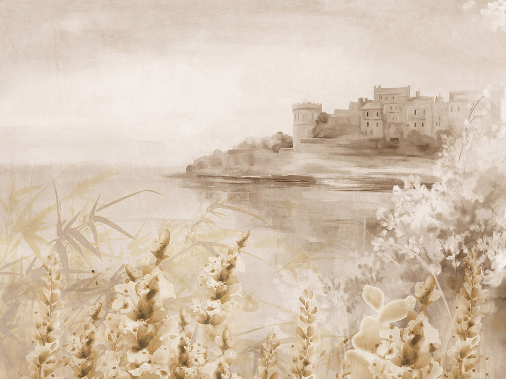 Peinture d'un château et d'un lac Peinture d'un château et d'un lac
