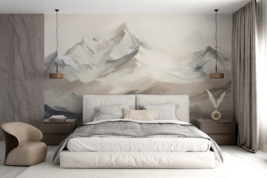 Peinture d'une chaîne de montagnes