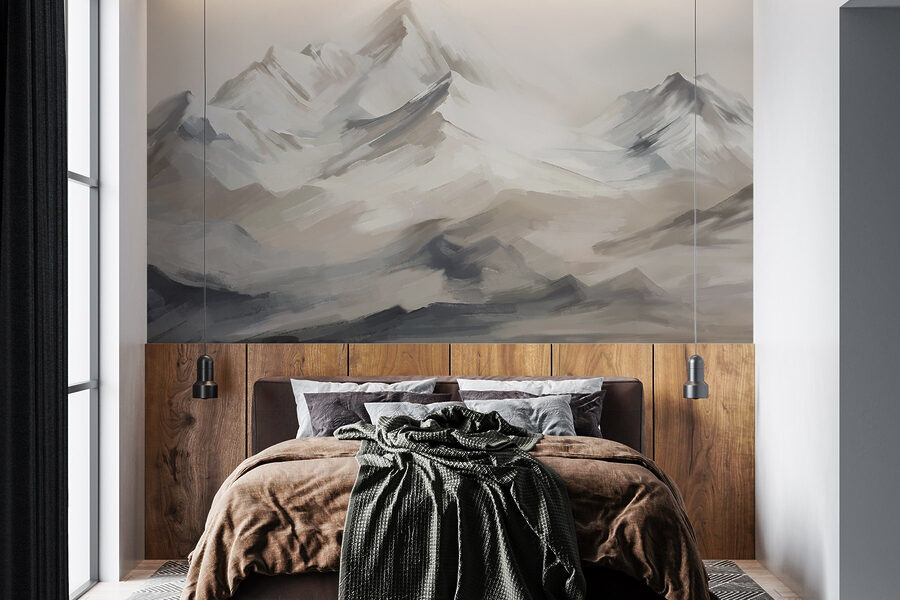 Peinture d'une chaîne de montagnes