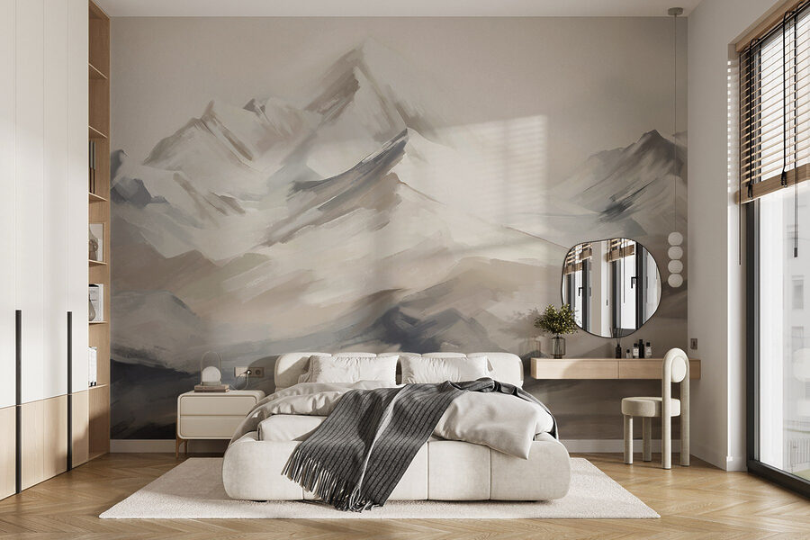 Peinture d'une chaîne de montagnes