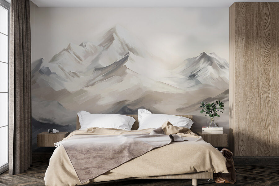 Peinture d'une chaîne de montagnes