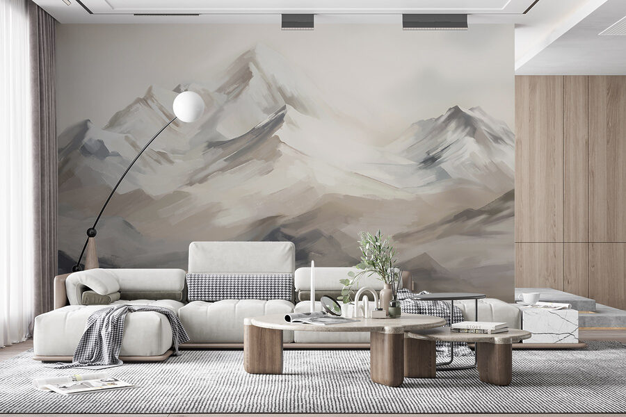 Peinture d'une chaîne de montagnes