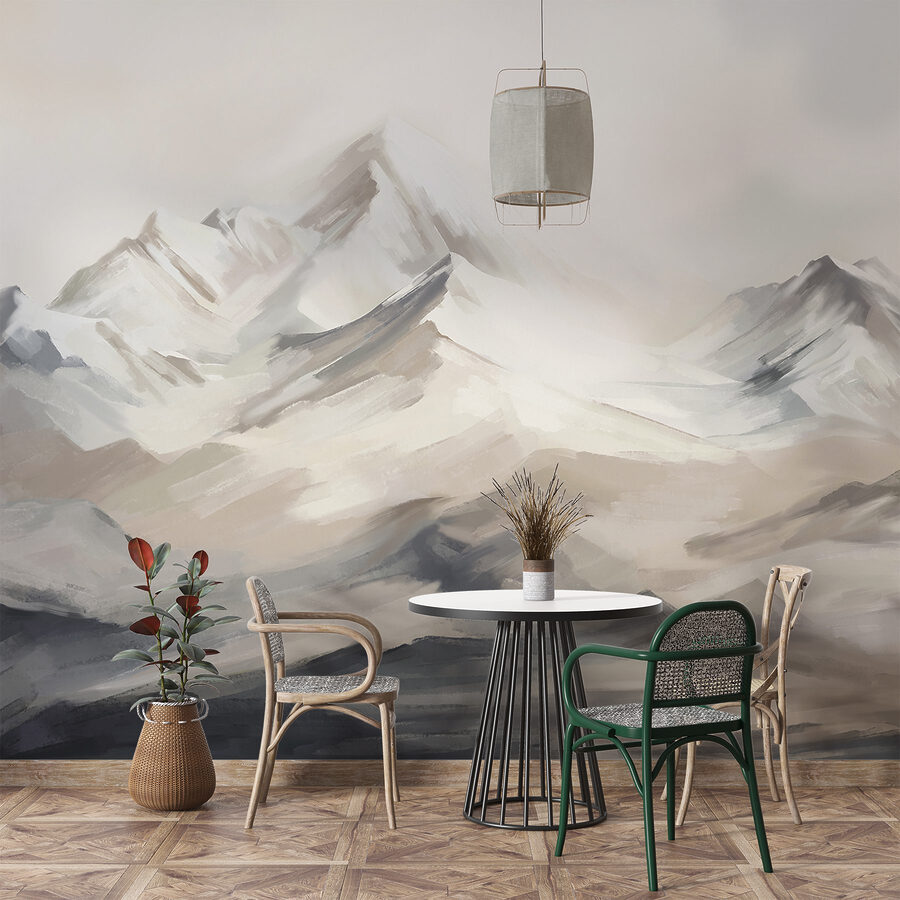 Peinture d'une chaîne de montagnes