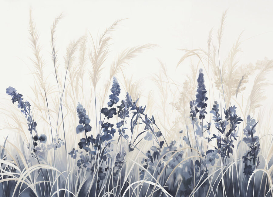 Peinture de fleurs et d'herbe