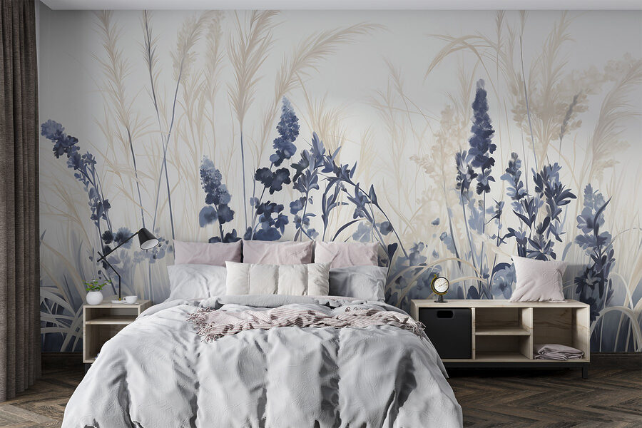 Peinture de fleurs et d'herbe